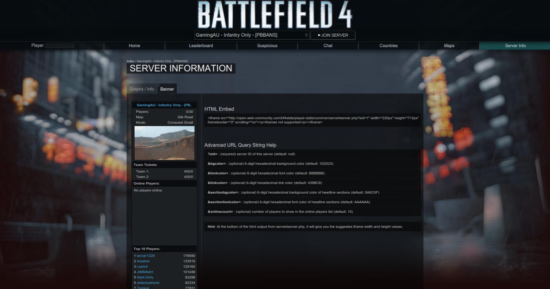 BF4] Stats webpage for XpKiller's Stats Logger Plugin - Plugin